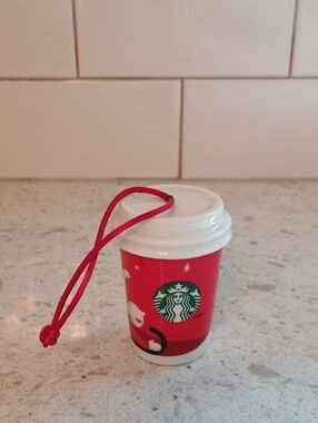 2011 Starbucks Red Holiday Mini Cup Ceramic Ornament